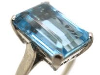 Art Deco Platinum & Rectangular Aquamarine Ring