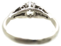 Art Deco Solitaire Diamond Ring With Diamond Set Leaf Shoulders