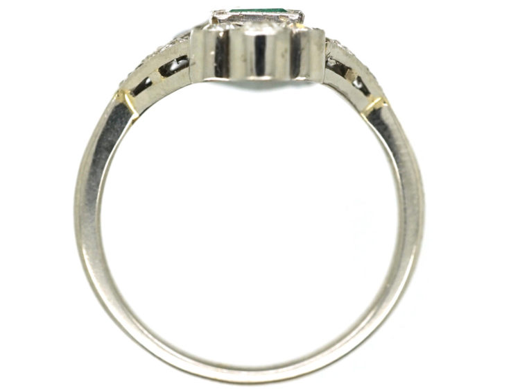 Art Deco 18ct Gold & Platinum, Emerald & Diamond Ring