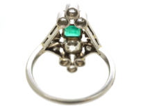 Art Deco 18ct Gold & Platinum, Emerald & Diamond Ring