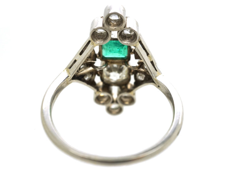 Art Deco 18ct Gold & Platinum, Emerald & Diamond Ring
