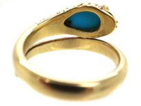 William 1V 18ct Gold Turquoise & Rose Diamond Snake Ring
