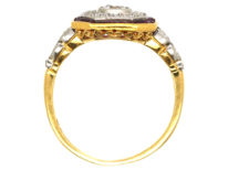 Art Deco 18ct Gold, Platinum, Ruby & Diamond Octagonal Ring