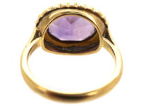 Edwardian 18ct Gold Amethyst & Natural Split Pearl Oval Cluster Ring