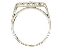 French Art Deco Platinum & Diamond Rectangular Ring