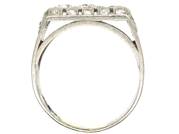 French Art Deco Platinum & Diamond Rectangular Ring