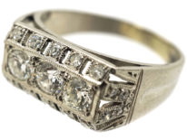 French Art Deco Platinum & Diamond Rectangular Ring