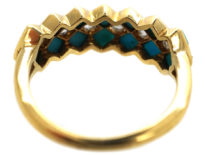 Victorian 18ct Gold, Turquoise & Diamond Zig Zag Ring