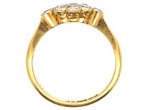 Edwardian Diamond Cluster Ring With a Diamond on Either Side