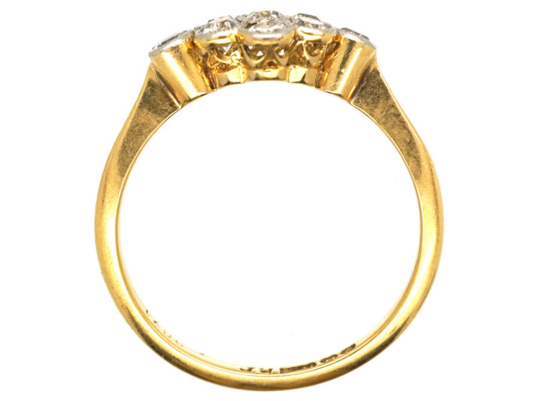 Edwardian Diamond Cluster Ring With a Diamond on Either Side