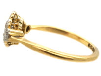Edwardian Diamond Cluster Ring With a Diamond on Either Side
