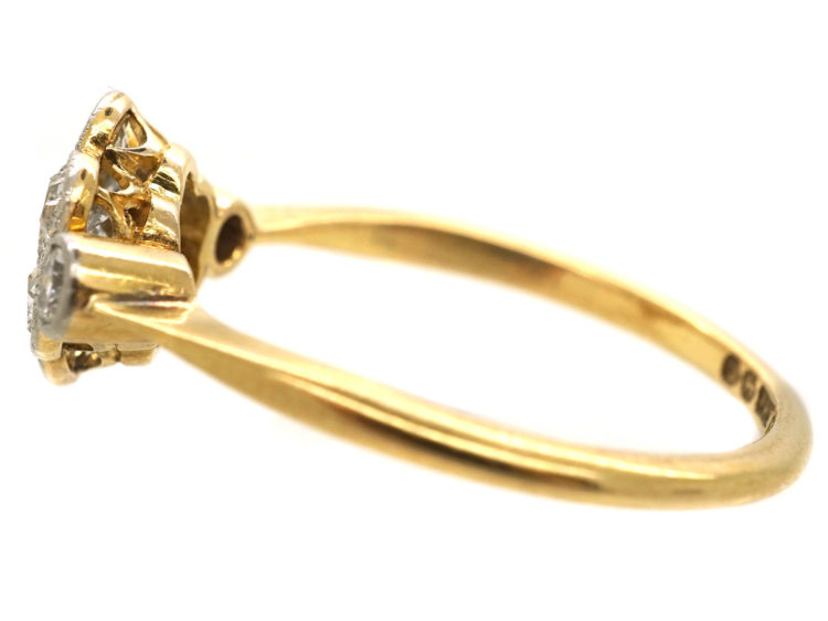 Edwardian Diamond Cluster Ring With a Diamond on Either Side