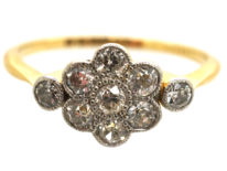 Edwardian Diamond Cluster Ring With a Diamond on Either Side