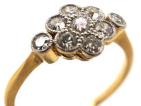 Edwardian Diamond Cluster Ring With a Diamond on Either Side