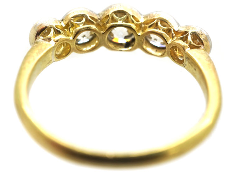Edwardian 18ct Gold & Platinum, Five Stone Diamond Ring