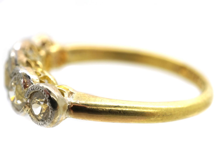Edwardian 18ct Gold & Platinum, Five Stone Diamond Ring