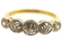 Edwardian 18ct Gold & Platinum, Five Stone Diamond Ring