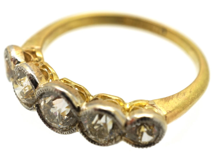 Edwardian 18ct Gold & Platinum, Five Stone Diamond Ring