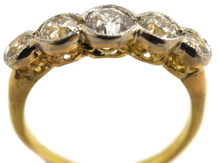 Edwardian 18ct Gold & Platinum, Five Stone Diamond Ring
