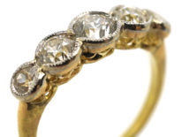 Edwardian 18ct Gold & Platinum, Five Stone Diamond Ring