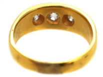 Victorian 18ct Gold, Three Stone Diamond Rub Over Ring