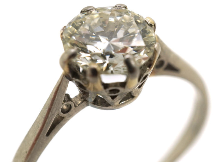 Art Deco Diamond Single Stone Platinum Ring