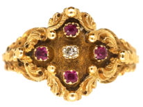 Early Victorian 18ct Gold, Ruby & Diamond Ring