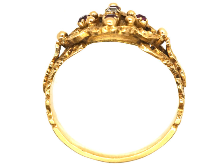 Early Victorian 18ct Gold, Ruby & Diamond Ring