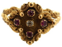 Early Victorian 18ct Gold, Ruby & Diamond Ring