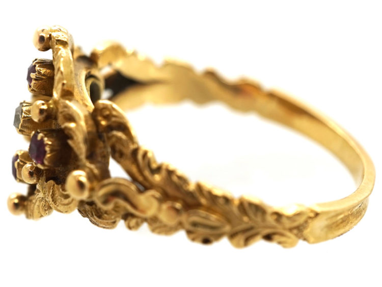 Early Victorian 18ct Gold, Ruby & Diamond Ring