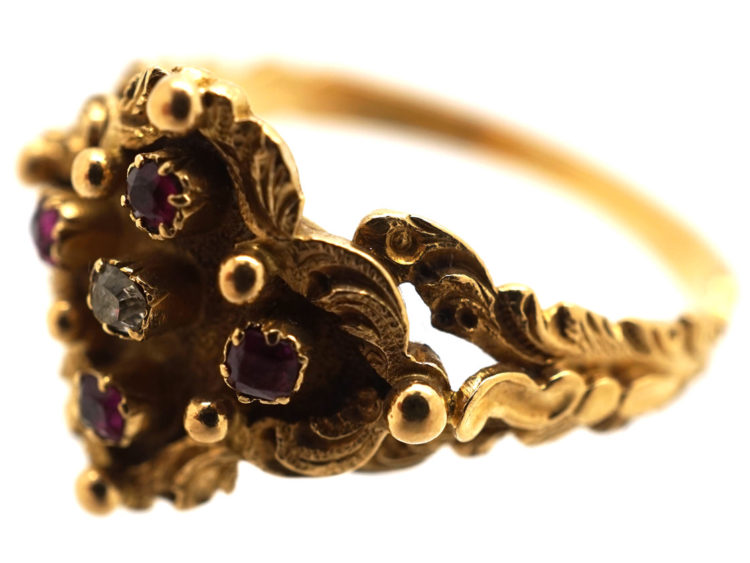 Early Victorian 18ct Gold, Ruby & Diamond Ring
