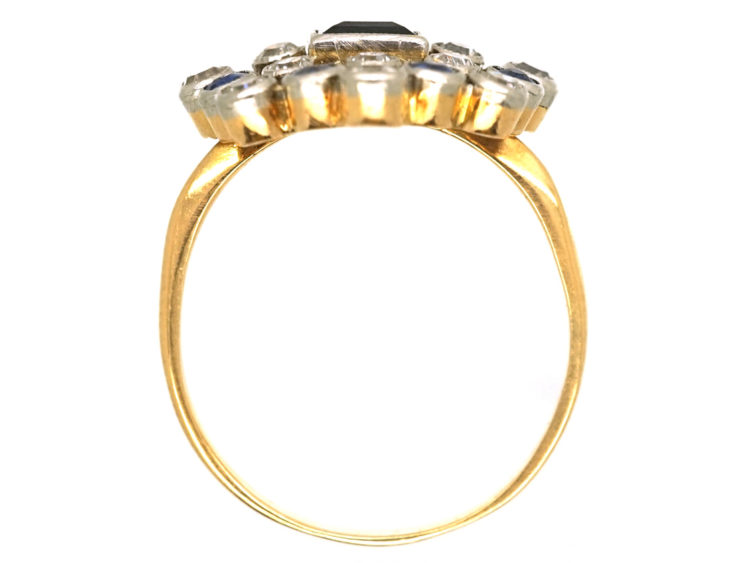 Edwardian 18ct Gold & Platinum, Sapphire & Diamond Firework Ring