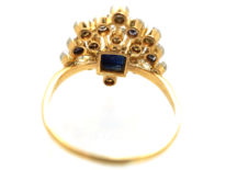 Edwardian 18ct Gold & Platinum, Sapphire & Diamond Firework Ring