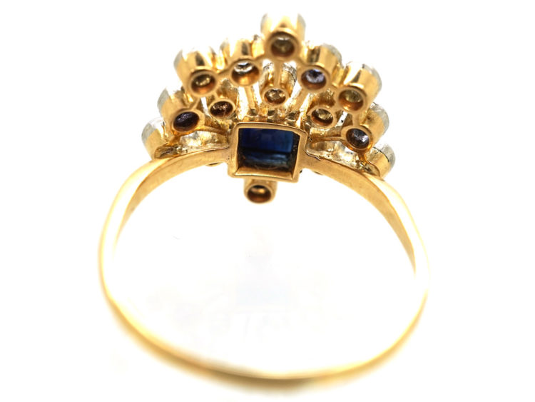 Edwardian 18ct Gold & Platinum, Sapphire & Diamond Firework Ring