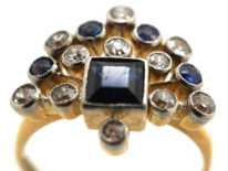 Edwardian 18ct Gold & Platinum, Sapphire & Diamond Firework Ring