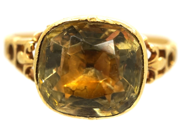 Georgian 18ct Gold & Foiled Citrine Ring