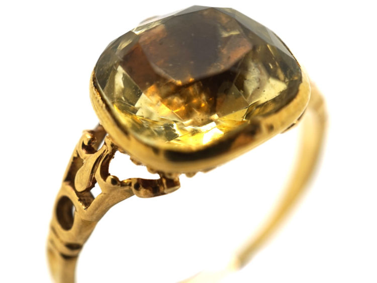 Georgian 18ct Gold & Foiled Citrine Ring