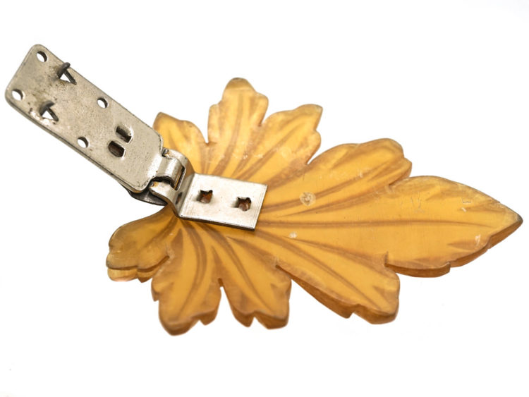 Art Deco Carved Horn Clip