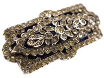 Edwardian Silver, Paste & Blue Glass Rectangular Brooch