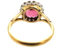 Edwardian 18ct Gold, Platinum & Pink Tourmaline Cluster Ring