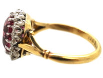 Edwardian 18ct Gold, Platinum & Pink Tourmaline Cluster Ring