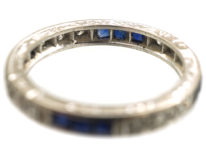 Art Deco 18ct White Gold, Sapphire & Diamond Eternity Ring