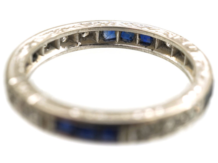 Art Deco 18ct White Gold, Sapphire & Diamond Eternity Ring