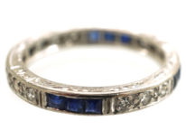 Art Deco 18ct White Gold, Sapphire & Diamond Eternity Ring