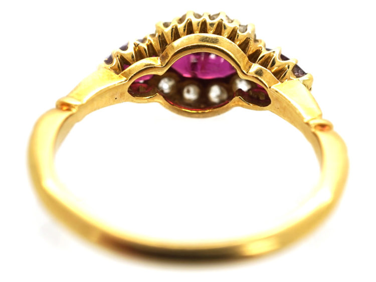 Edwardian 18ct Gold Three Stone Ruby & Diamond Ring