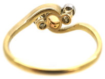 Edwardian 18ct Gold Crossover Ring Set With an Opal & Two Diamonds
