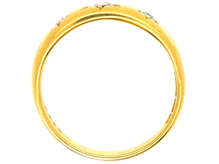 Victorian 18ct Gold Three Stone Diamond Gypsy Ring