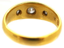 Victorian 18ct Gold Three Stone Diamond Gypsy Ring
