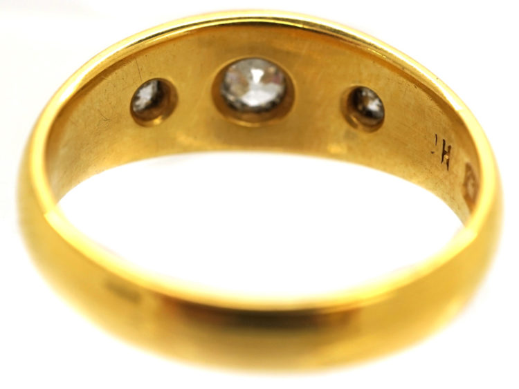 Victorian 18ct Gold Three Stone Diamond Gypsy Ring