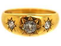 Victorian 18ct Gold Three Stone Diamond Gypsy Ring